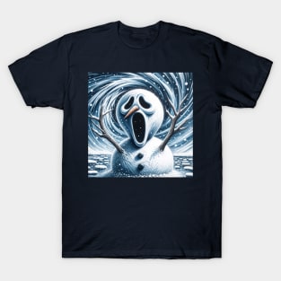 Frosty Frenzy: The Snowman’s Scream T-Shirt